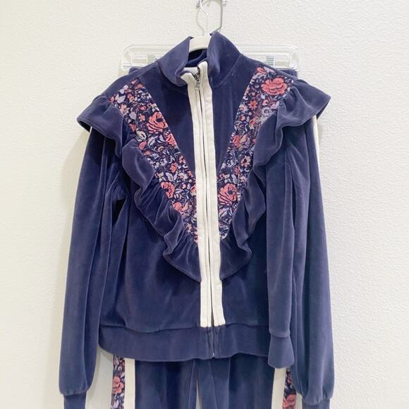 Rebecca Taylor La vie Ruffle Velour Purple Tracksuit size small - Picture 4 of 7